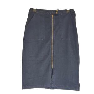 Caslon Demim Relaxed Full Zip Front Relaxed Fit Twill Midi Skirt In Navy Night S